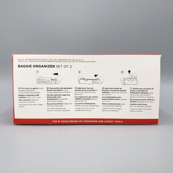 NEW Kuhn Rikon Swiss Design Baggie Organizer Set of 2 in Red Bag Holder 23053 - Picture 4 of 12